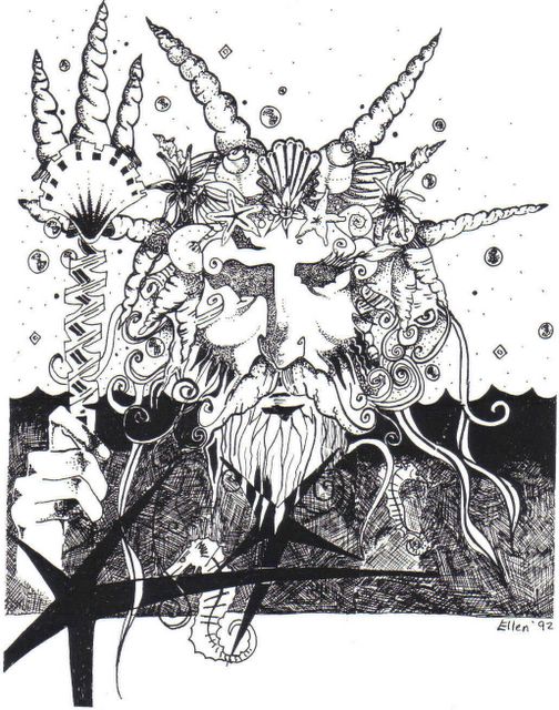 504x640 Pink Ink And Jello The Art Of Ellen Dygert Aquatic King Neptune - King Neptune Drawing
