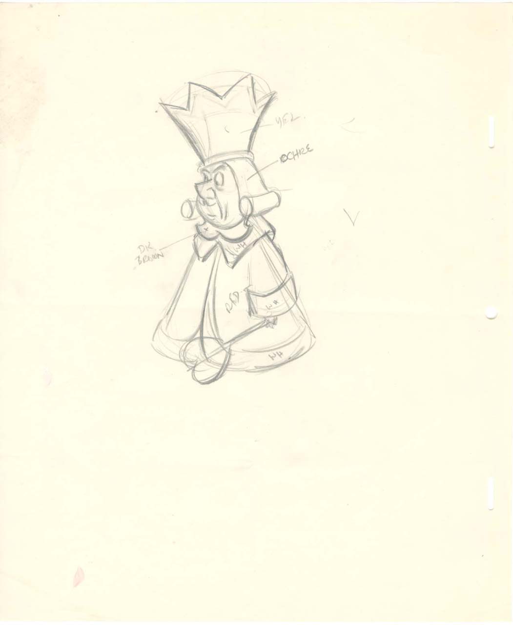 1051x1280 Vintage Disney Alice In Wonderland King Of Hearts Color Guide Drawing - King Of Hearts Drawing
