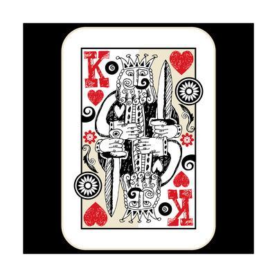 400x400 Hand Drawn Deck Of Cards, Doodle King Of Hearts Art Print - King Of Hearts Drawing