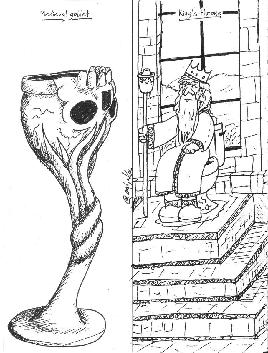 910x1200 Medieval Goblet Kings Throne - King On Throne Drawing