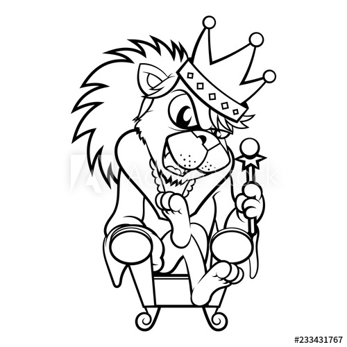 500x500 Lion - King On Throne Drawing