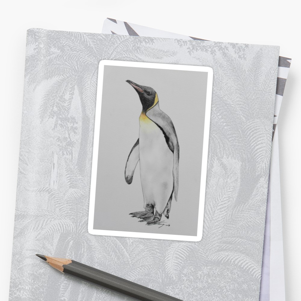 1000x1000 King Penguin Sticker - King Penguin Drawing