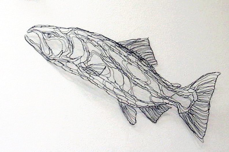 794x528 King Salmon Wire Sculpture Wall Art - King Salmon Drawing