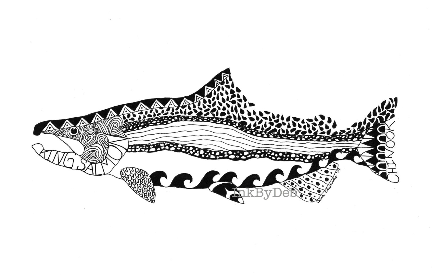 1500x954 King Salmon Print Etsy - King Salmon Drawing