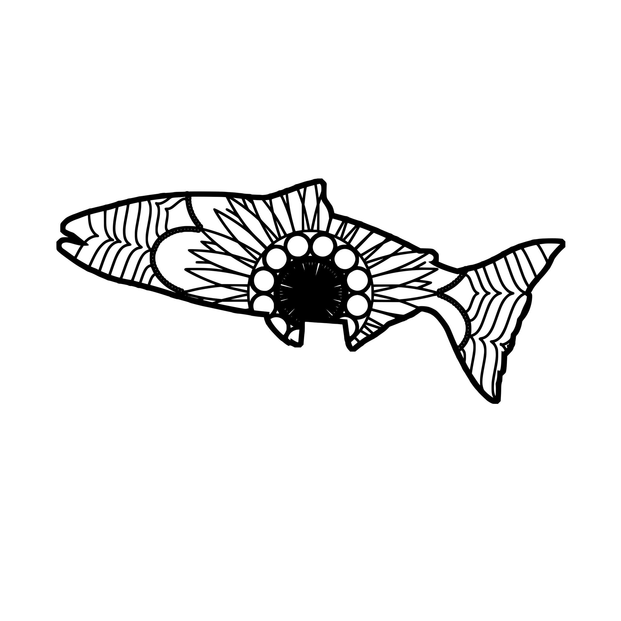 2048x2048 King Salmon Mandala Animal Pdf Mandala Collection - King Salmon Drawing