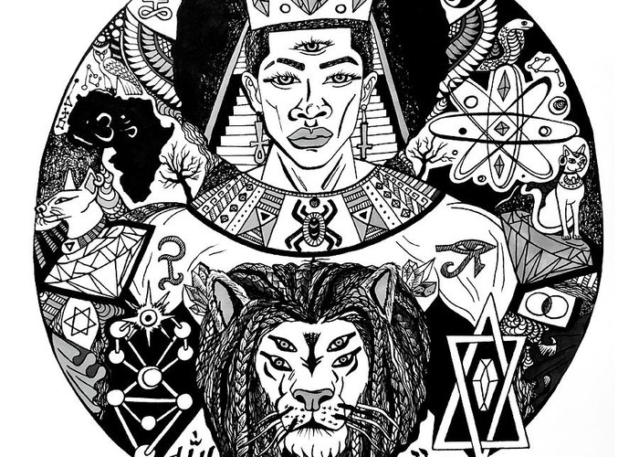 700x500 king solomon and lion of judah drawing greeting card for sale - King Solomon Drawing