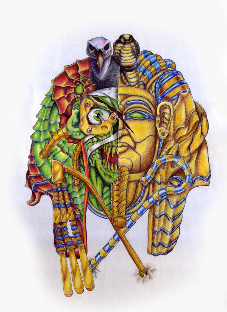 763x1047 King Tut Zombie Biomech Tattoo Design - King Tut Tattoo Drawing