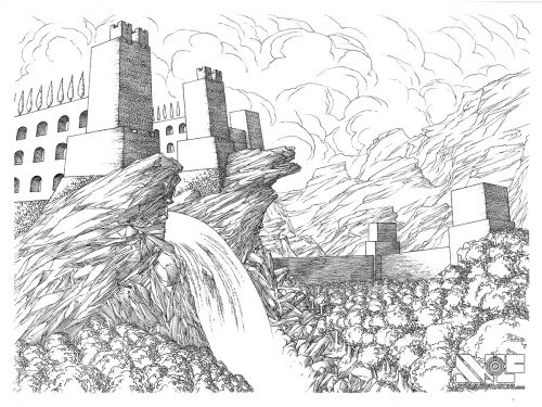 500x375 original artwork the kingdom pen and ink drawing - Kingdom Drawing
