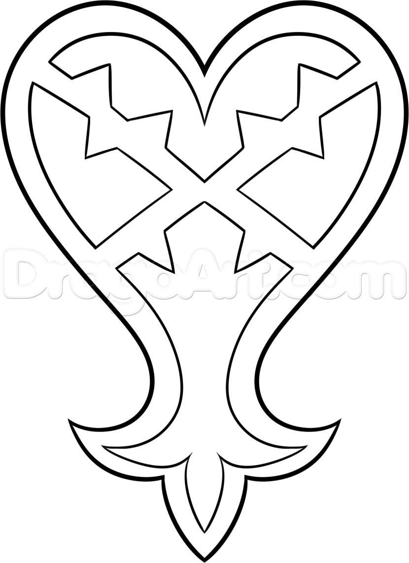 830x1143 how to draw the heartless emblem from kingdom hearts, step - Kingdom Hearts Drawing