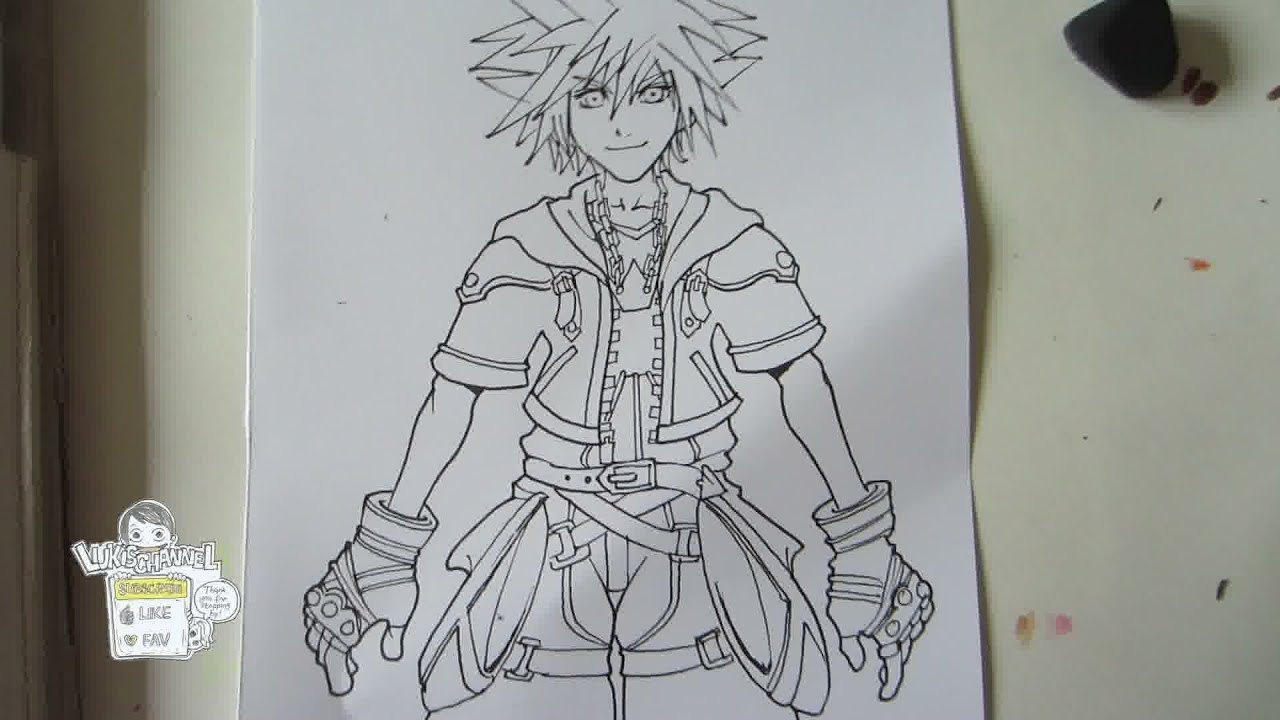 1280x720 how to draw sora from kingdom hearts part drawing inking - Kingdom Hearts Drawing