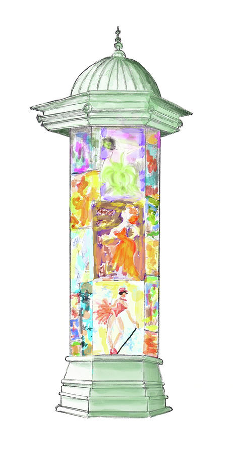 462x900 Paris Kiosk Drawing Drawing - Kiosk Drawing