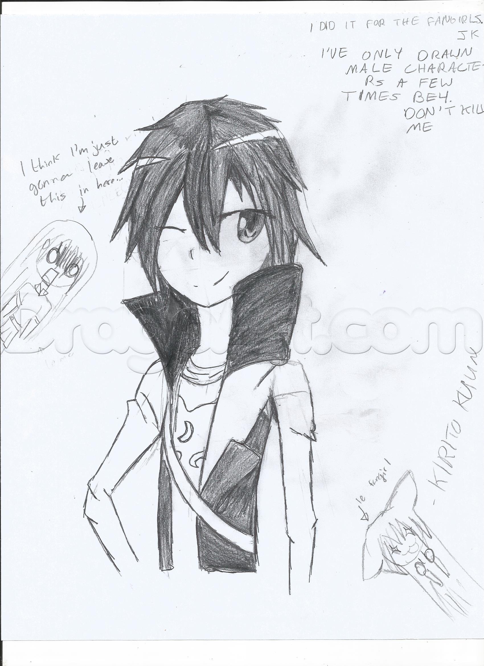 1700x2338 How To Draw Kirito, Step - Kirito Drawing