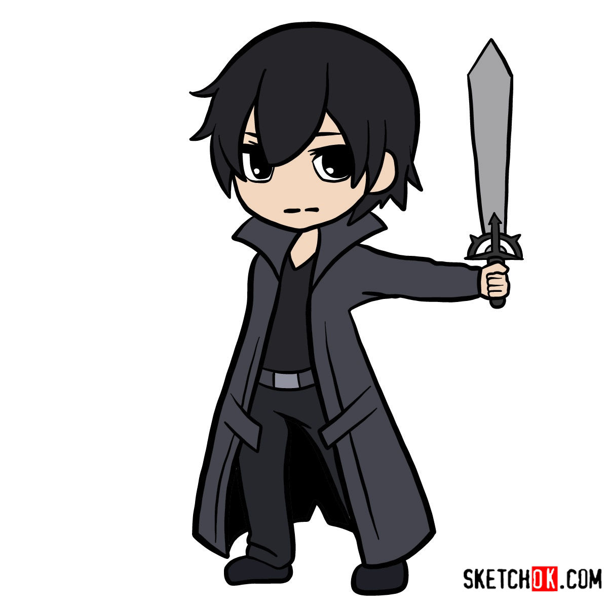 1200x1200 How To Draw Kirito Chibi Sword Art Online - Kirito Drawing