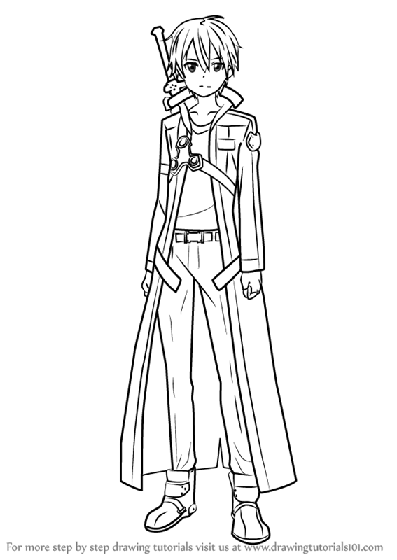 567x800 Learn How To Draw Kirito Black Swordsman From Sword Art Online - Kirito Drawing