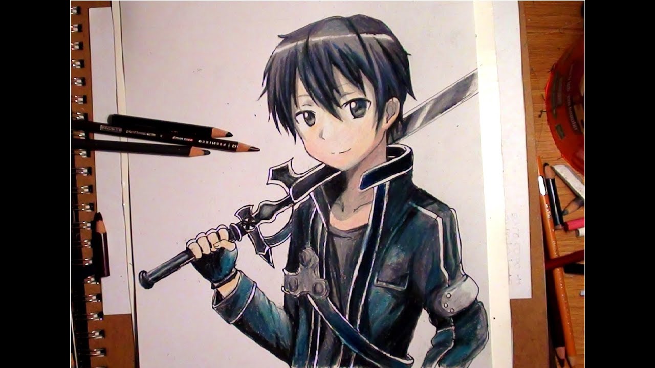 1280x720 Drawing Kirito From Sword Art Online - Kirito Drawing