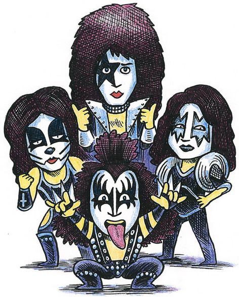 472x585 Kerrang! Encyclopaedia Of Rock Curious Thoughts In Kiss - Kiss Band Drawing