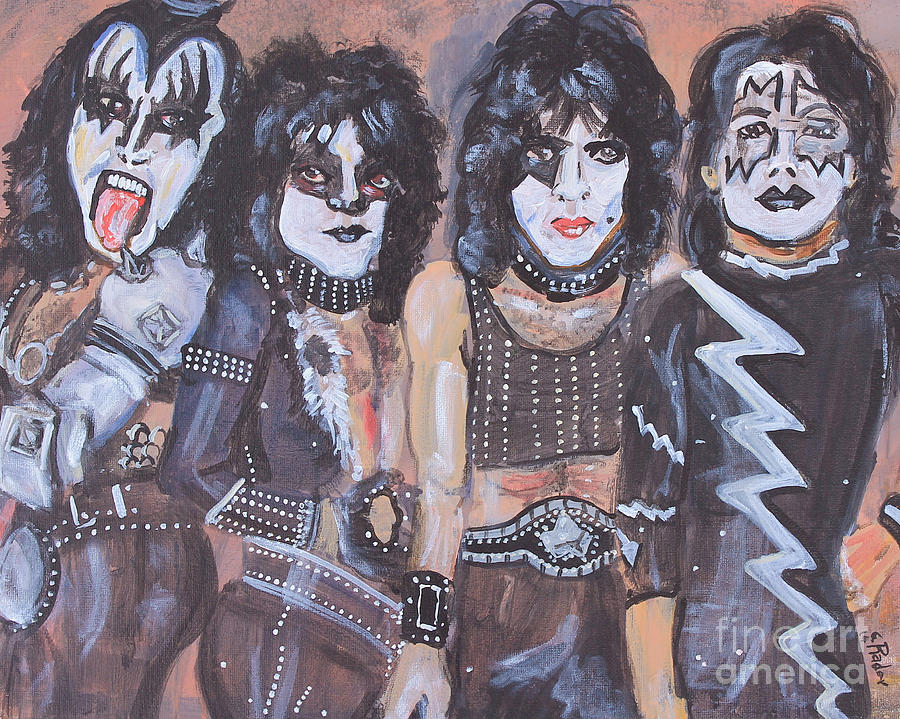 900x719 Kiss Rock Band Painting - Kiss Band Drawing