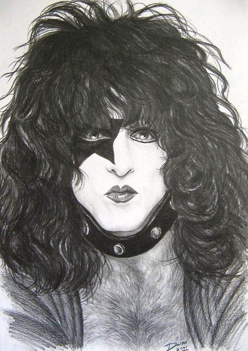 509x720 Paul Stanley - Kiss Band Drawing