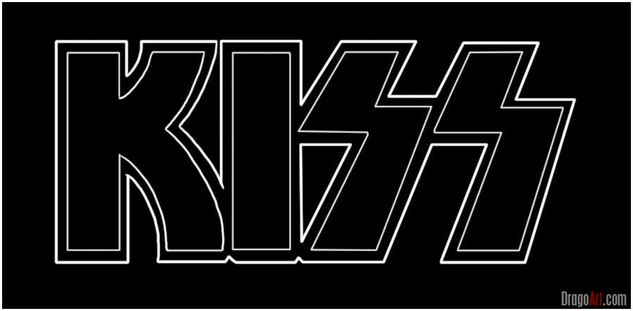 900x442 How To Draw Kiss Letters, Step - Kiss Band Drawing
