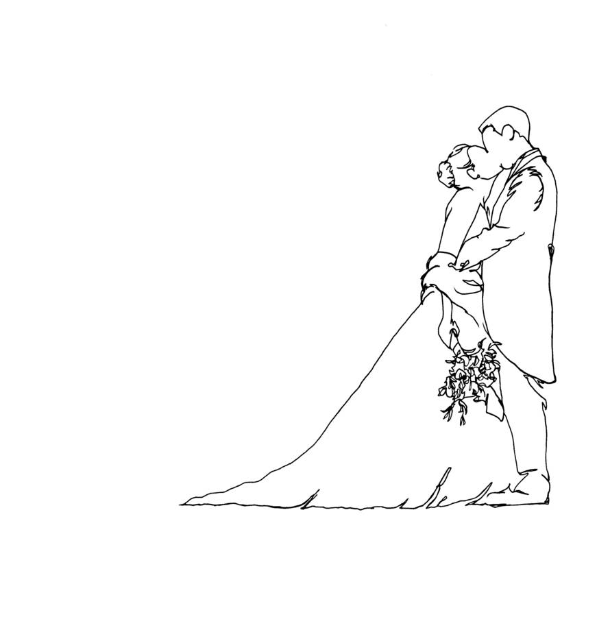 890x900 Personalised Wedding Kiss Drawing - Kiss Drawing