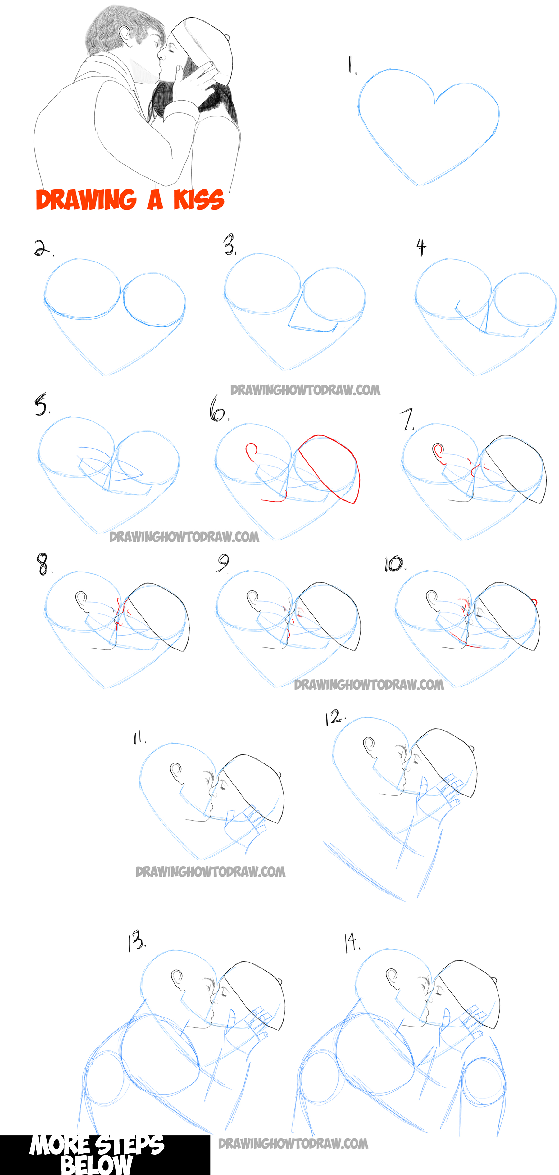 1800x3783 How To Draw Romantic Kisses Between Two Lovers - Kiss Drawing Photos
