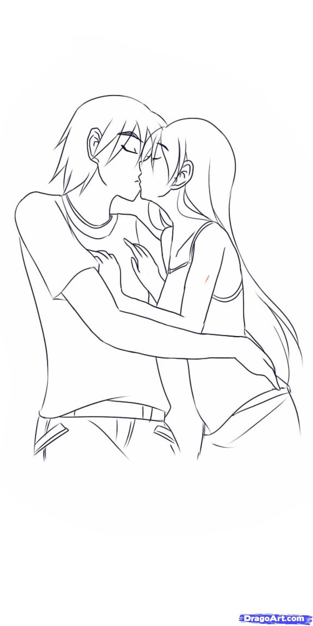 1000x2000 How To Draw An Anime Kiss, Step - Kiss Drawing Photos