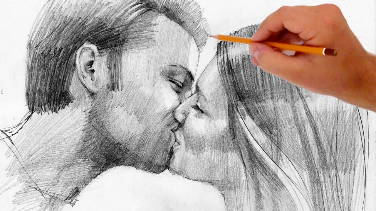 1280x720 How To Draw Kissing People - Kiss Drawing Photos