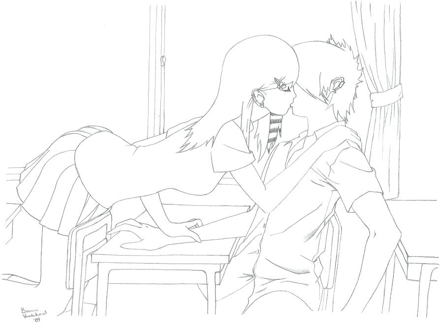 900x658 Anime Love Kiss Drawing At Free For Personal Use Anime Couple - Kiss Drawing Photos