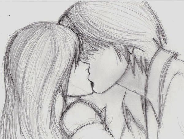 600x453 Pencil Sketches Of Couples And Friends Kiss Zizing Part Ii Zizing - Kiss Pencil Drawing
