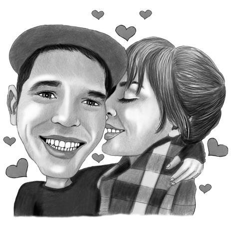 463x463 Romantic Pencil Drawing From Photo Commission A Caricature - Kiss Pencil Drawing