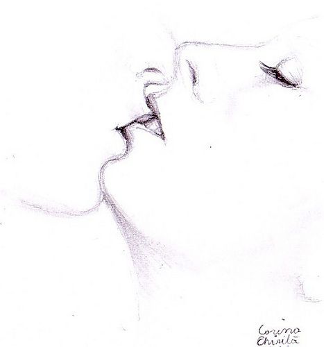 467x500 The Kiss - Kiss Pencil Drawing