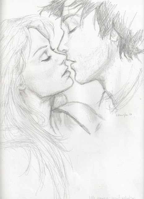 465x640 Most Romantic Couple Kissing Drawing Images Art - Kiss Pencil Drawing