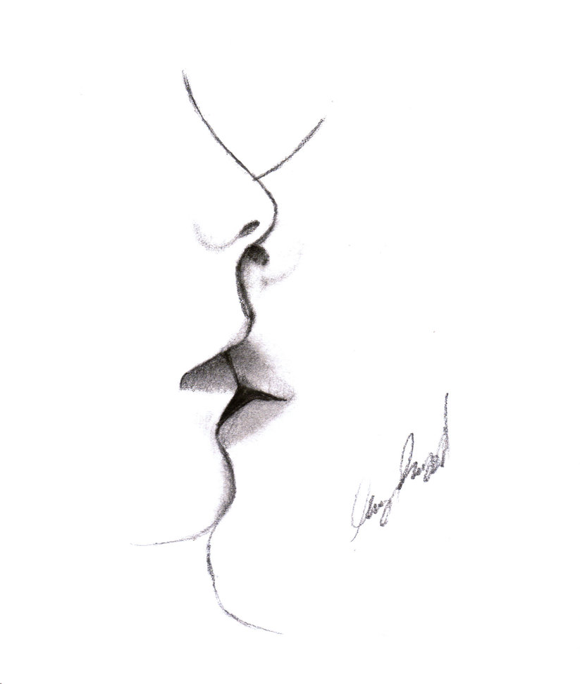 823x970 Sketch Of Lip Kiss - Kiss Pencil Drawing