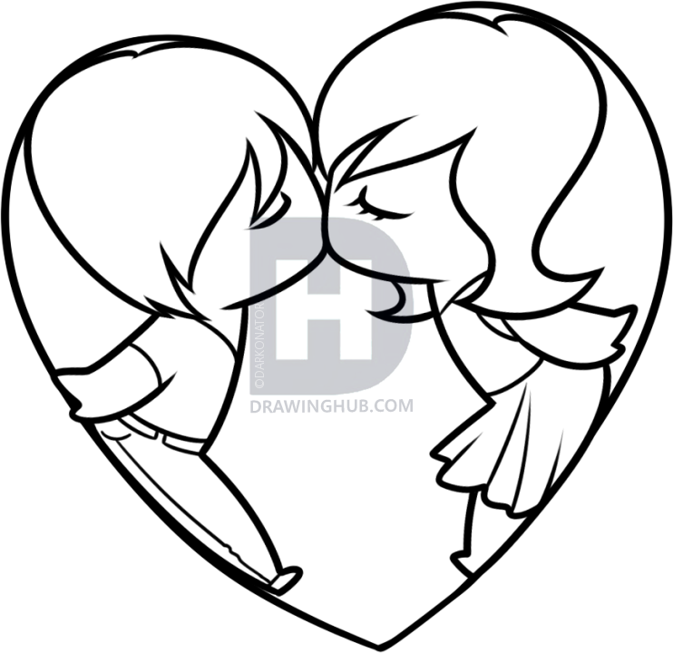 742x720 How To Draw Chibi Kissing, Step - Kissing Drawing Images