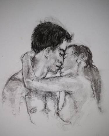 375x470 The Kiss Drawing - Kissing Drawing Images