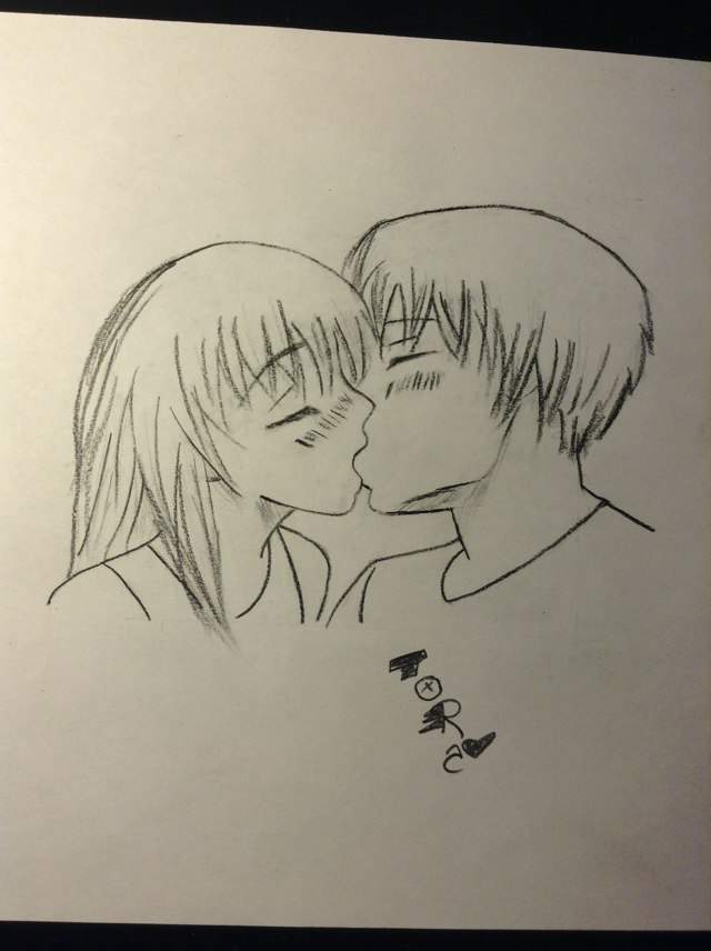 640x856 Couple Kissing Drawing Virtual Space Amino - Kissing Drawing Images