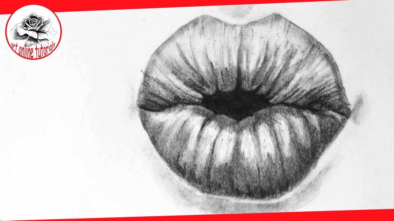 How To Draw Lips Kissing, Step - Kissing Lips Drawing. 