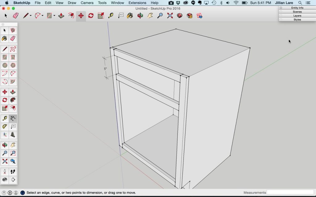 1024x640 how to draw a basic kitchen cabinet in sketchup - Kitchen Cabinet Drawings