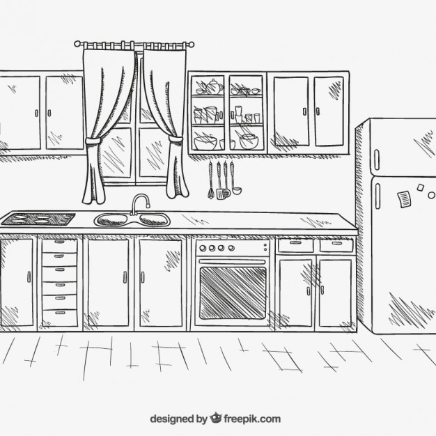 Easy Cartoon Kitchen Drawing