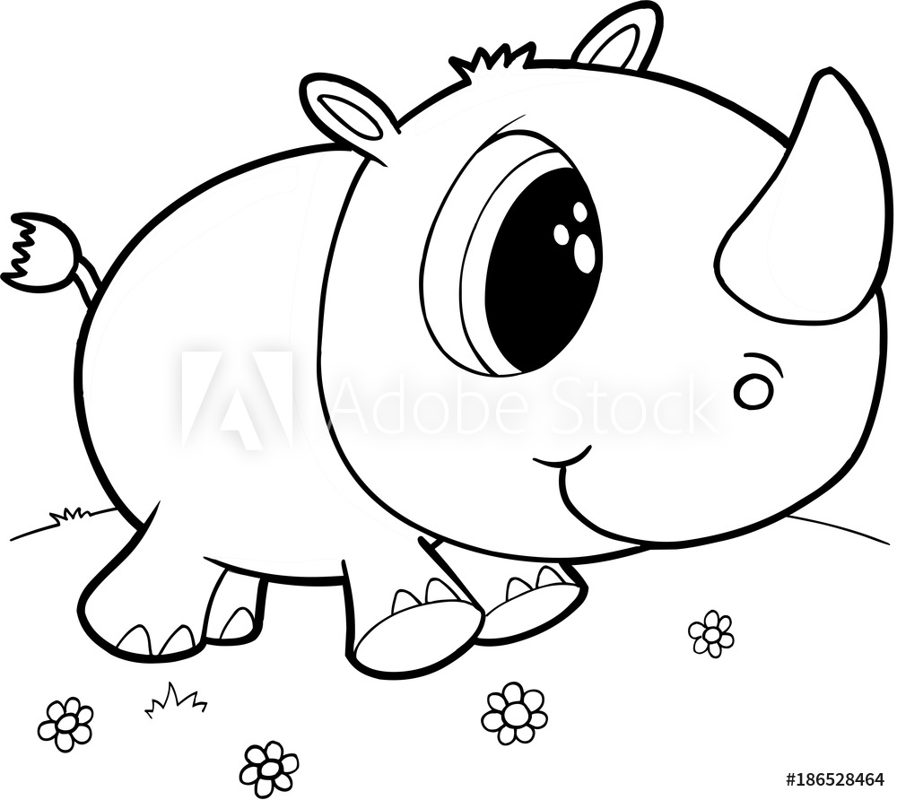 1000x892 Printed Kitchen Splashbacks Cute Rhino Vector Illustration Art - Kitchen Cartoon Drawing