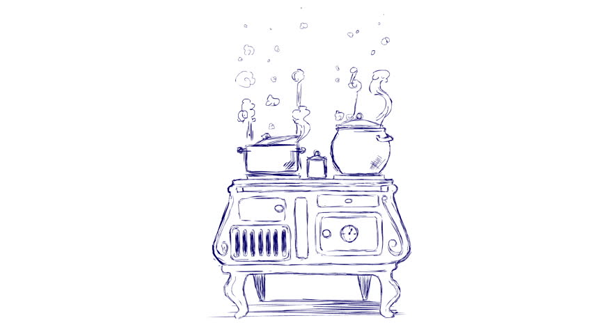 852x480 vintage kitchen pen style draw cartoon animation loop - Kitchen Cartoon Drawing
