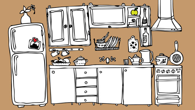 650x367 Cool Storage For That Tiny Studio Kitchen - Kitchen Cartoon Drawing