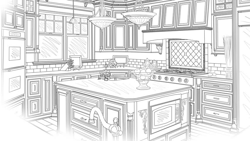 852x480 Custom Kitchen Drawing Pan And Stock Footage Video - Kitchen Drawing Free