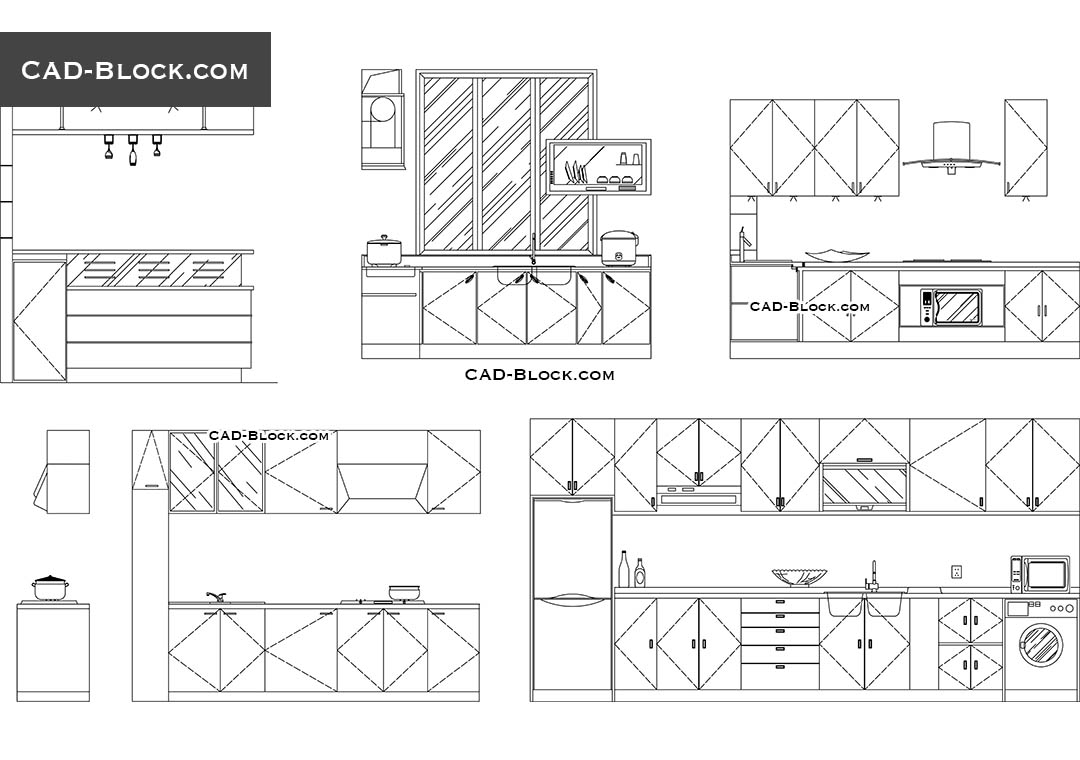 1080x760 Kitchen Elevation Dwg, Cad Blocks Free - Kitchen Drawing Free