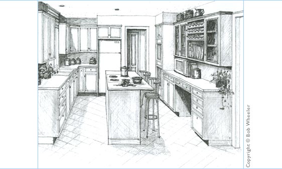 562x337 Kitchen Perspective Drawing - Kitchen Drawings