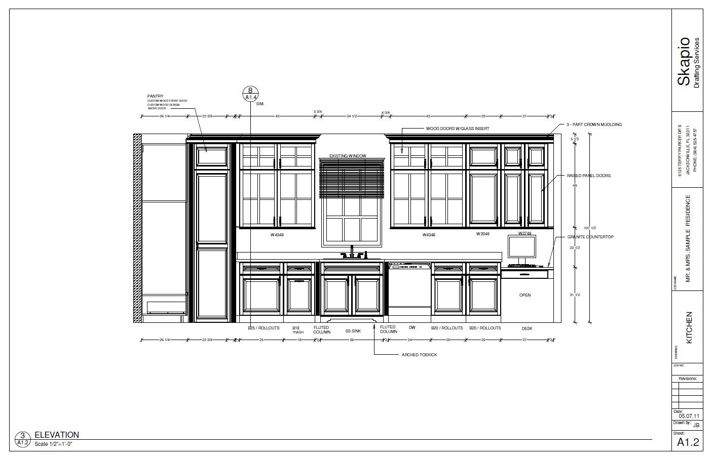 1407x909 Sample Kitchen Elevation Shop Drawings Kitchen Elevation - Kitchen Drawings