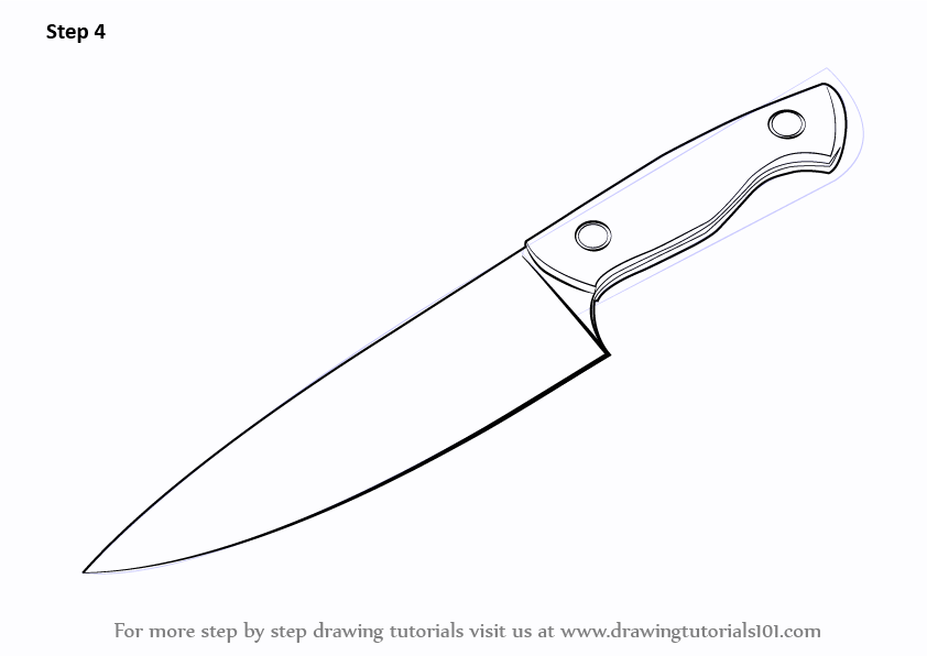 842x596 Learn How To Draw A Knife - Kitchen Knife Drawing