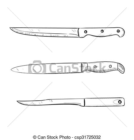 450x470 vector sketch of kitchen knives hand draw illustration - Kitchen Knife Drawing