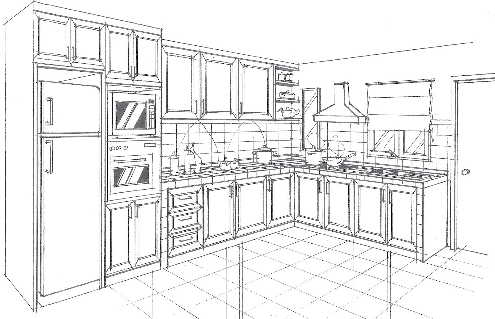 Kitchen Perspective Drawing at Explore collection