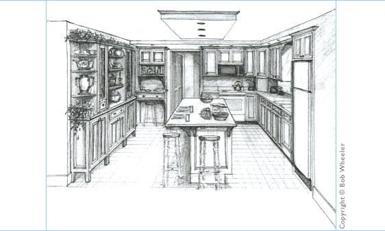 562x337 Kitchen Perspective Drawing - Kitchen Perspective Drawing